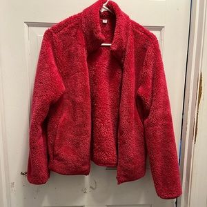 Pink fuzzy zip up sweater